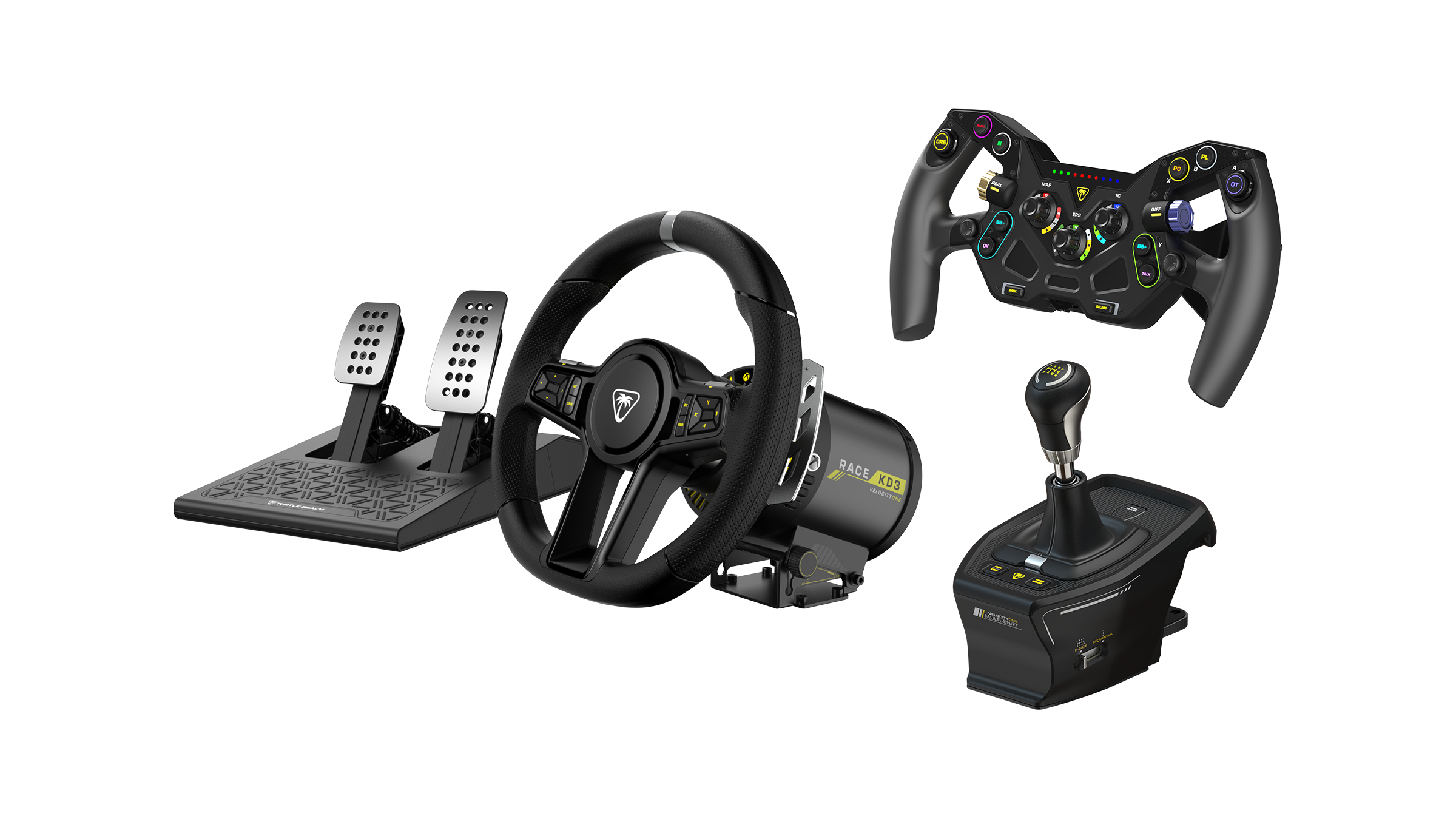 VelocityOne Race KD3 Racing Wheel & Pedals + VelocityOne F-RX Formula Wheel + VelocityOne Multi-Shift Bundle - Image 1