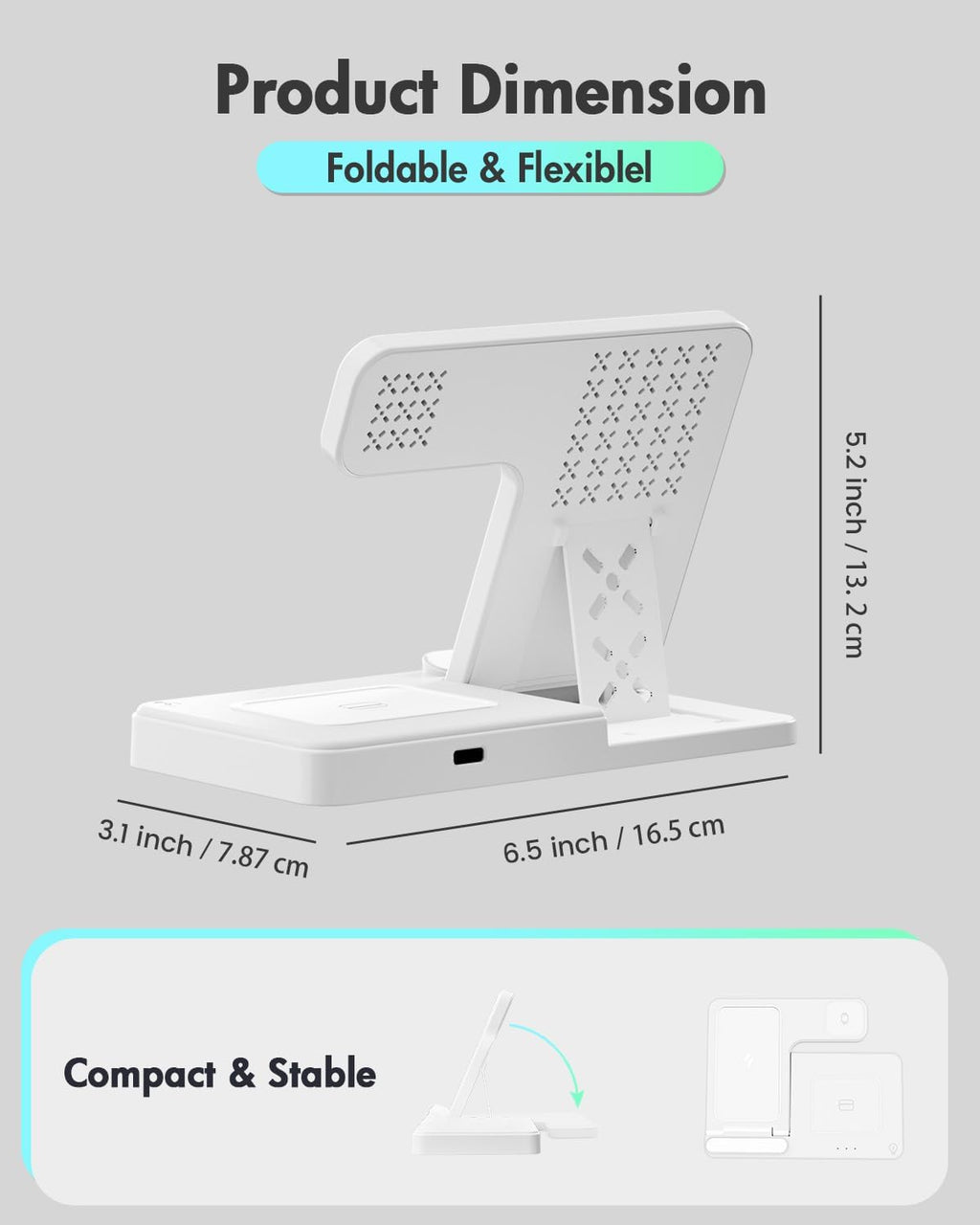 Wireless Charger iPhone Charging Station: 3 in 1 Charger Stand Multiple Devices for Apple - iPhone 17 16e 16 15 14 Pro Max 13 12 11 - Watch 11 10 9 8 7 6 5 4 3 2 SE and Ultra Series - Airpods 4 3 Pro - Image 18