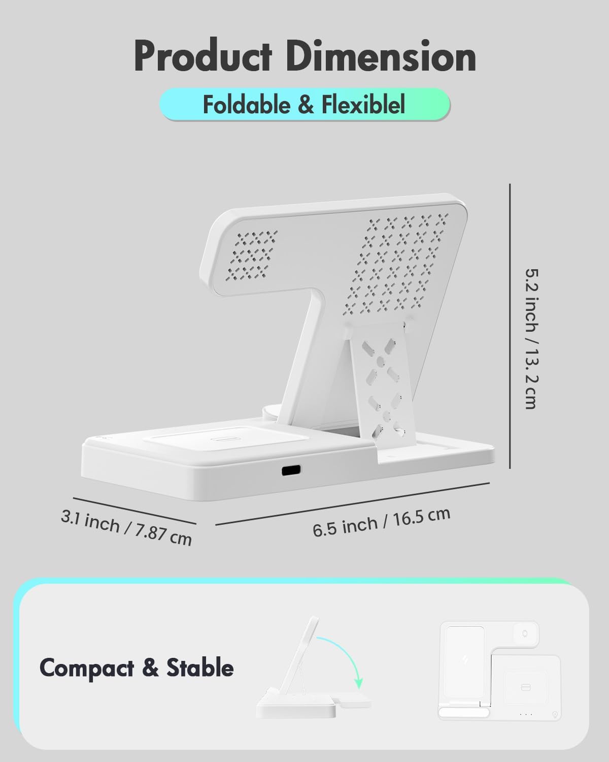 Wireless Charger iPhone Charging Station: 3 in 1 Charger Stand Multiple Devices for Apple - iPhone 17 16e 16 15 14 Pro Max 13 12 11 - Watch 11 10 9 8 7 6 5 4 3 2 SE and Ultra Series - Airpods 4 3 Pro - Image 18
