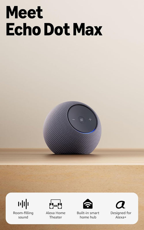 Amazon Echo Dot Max (newest model), Alexa speaker with room-filling sound and nearly 3x bass, Great for living rooms and medium-sized spaces, Designed for Alexa+, Graphite - Image 2