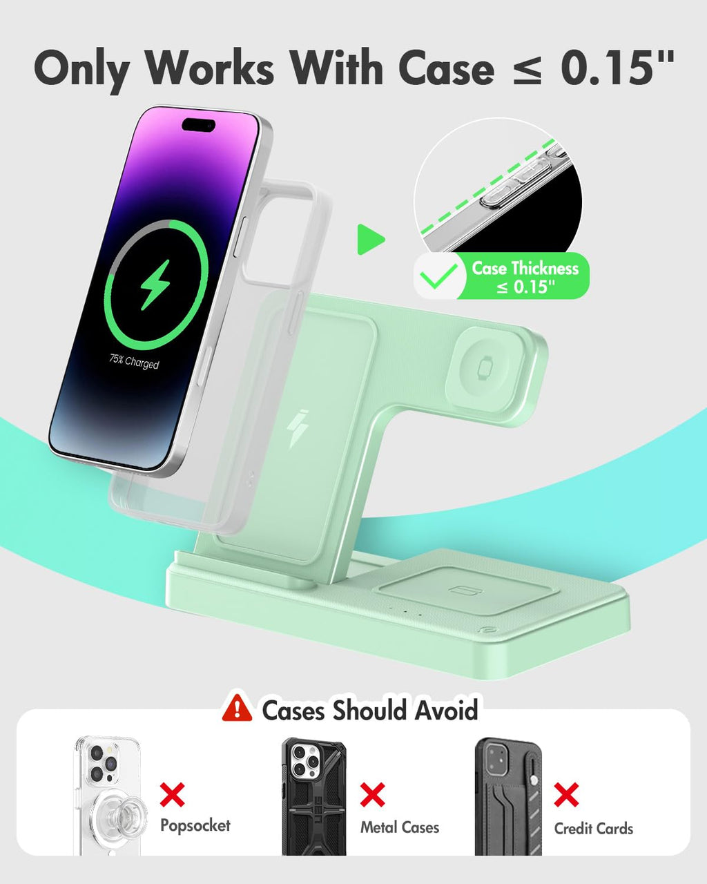 Wireless Charger iPhone Charging Station: 3 in 1 Charger Stand Multiple Devices for Apple - iPhone 17 16e 16 15 14 Pro Max 13 12 11 - Watch 11 10 9 8 7 6 5 4 3 2 SE and Ultra Series - Airpods 4 3 Pro - Image 57