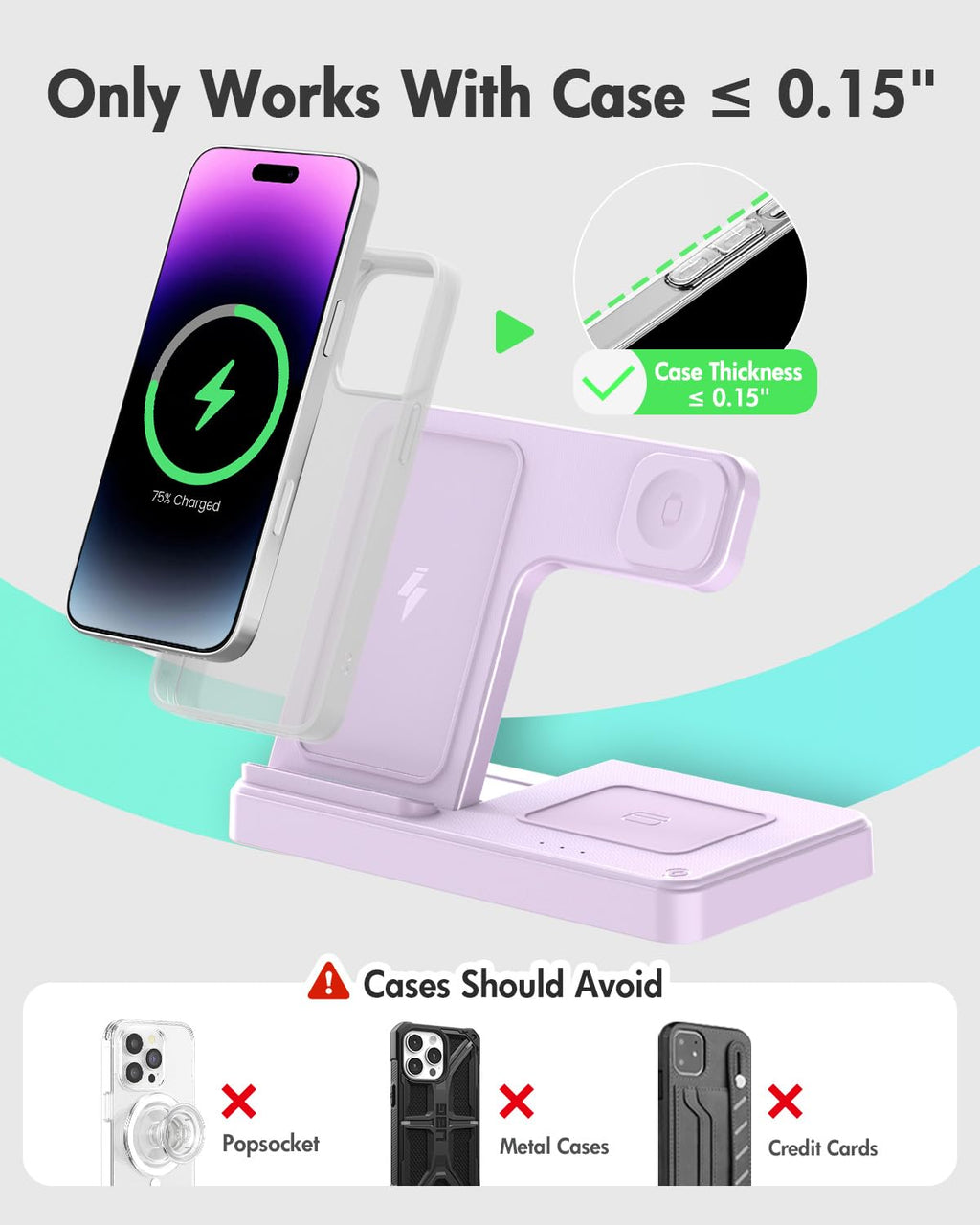 Wireless Charger iPhone Charging Station: 3 in 1 Charger Stand Multiple Devices for Apple - iPhone 17 16e 16 15 14 Pro Max 13 12 11 - Watch 11 10 9 8 7 6 5 4 3 2 SE and Ultra Series - Airpods 4 3 Pro - Image 9