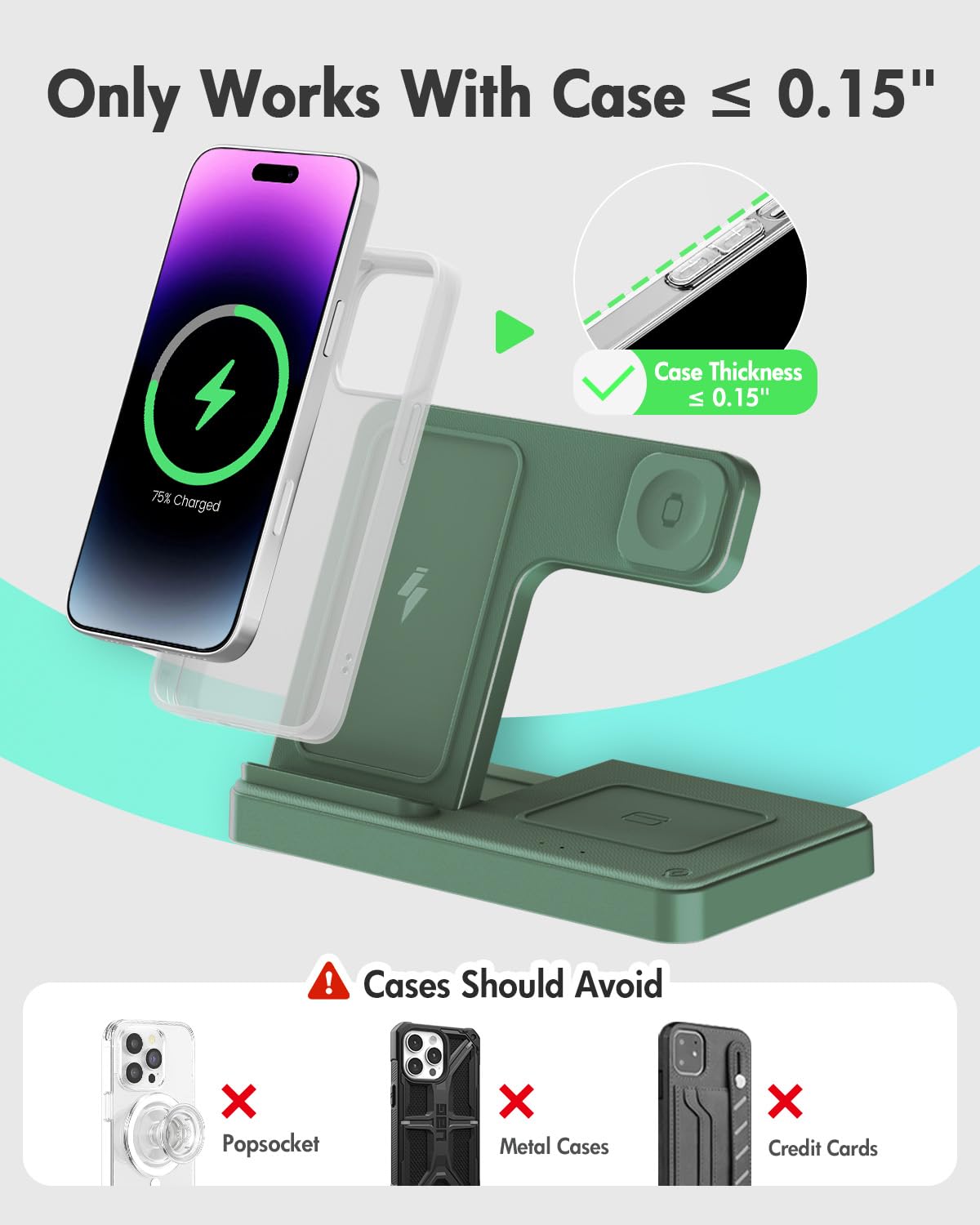 Wireless Charger iPhone Charging Station: 3 in 1 Charger Stand Multiple Devices for Apple - iPhone 17 16e 16 15 14 Pro Max 13 12 11 - Watch 11 10 9 8 7 6 5 4 3 2 SE and Ultra Series - Airpods 4 3 Pro - Image 41