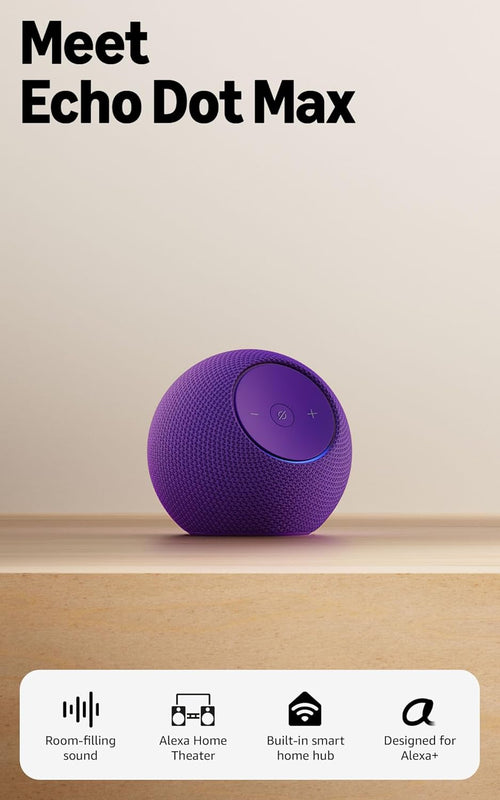 Amazon Echo Dot Max (newest model), Alexa speaker with room-filling sound and nearly 3x bass, Great for living rooms and medium-sized spaces, Designed for Alexa+, Graphite - Image 1