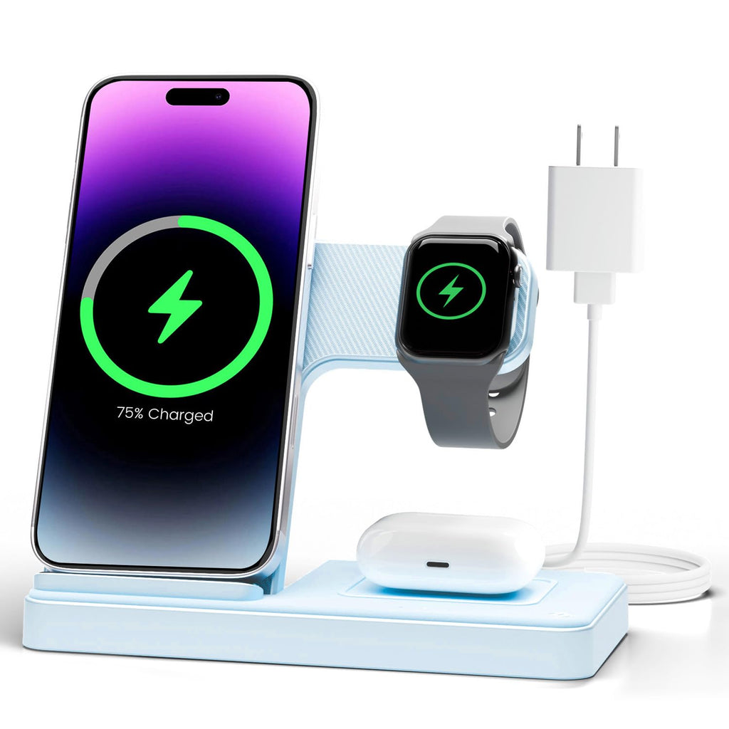 Wireless Charger iPhone Charging Station: 3 in 1 Charger Stand Multiple Devices for Apple - iPhone 17 16e 16 15 14 Pro Max 13 12 11 - Watch 11 10 9 8 7 6 5 4 3 2 SE and Ultra Series - Airpods 4 3 Pro - Image 6