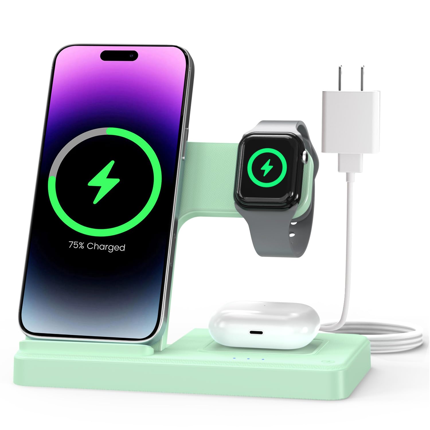 Wireless Charger iPhone Charging Station: 3 in 1 Charger Stand Multiple Devices for Apple - iPhone 17 16e 16 15 14 Pro Max 13 12 11 - Watch 11 10 9 8 7 6 5 4 3 2 SE and Ultra Series - Airpods 4 3 Pro - Image 7