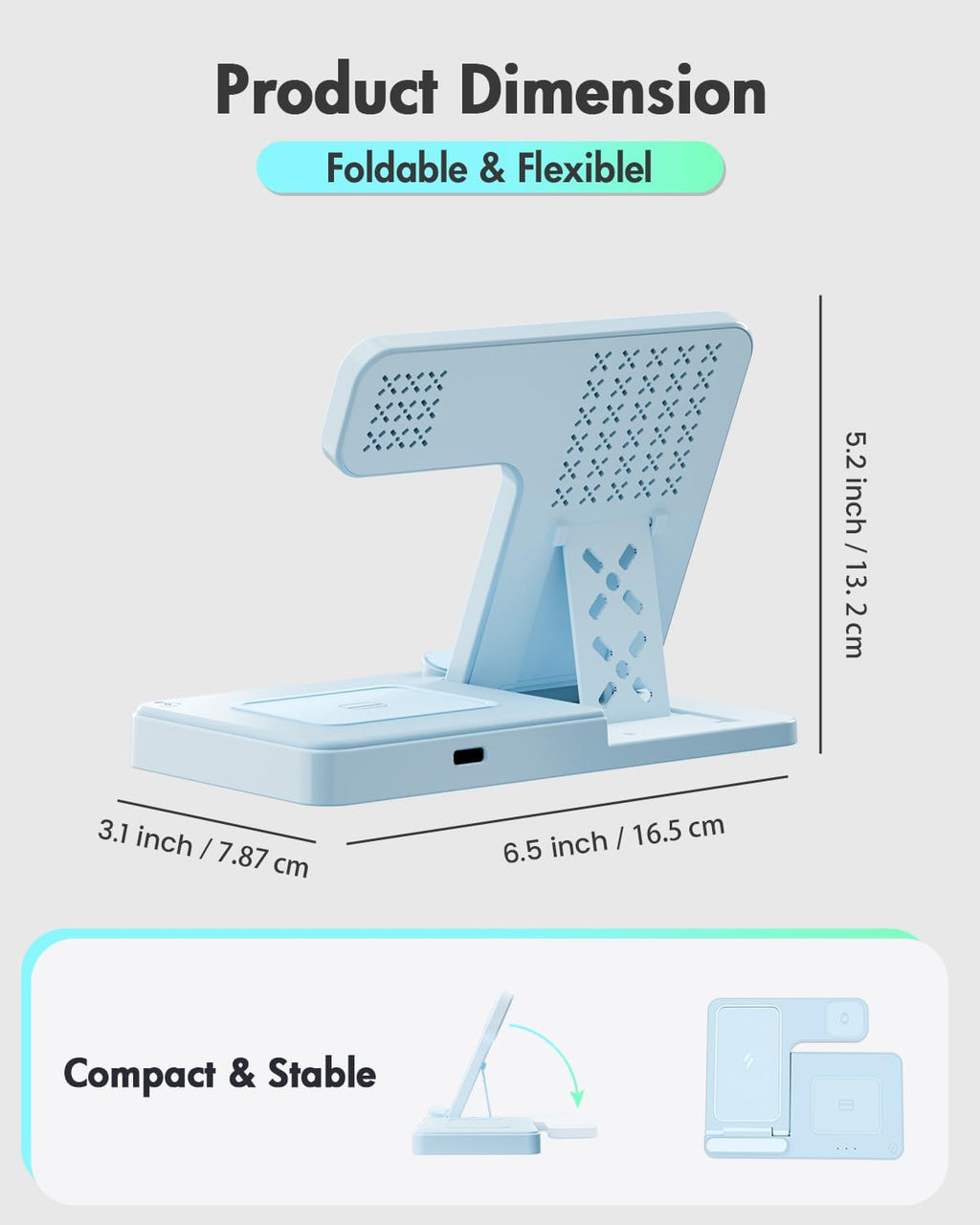 Wireless Charger iPhone Charging Station: 3 in 1 Charger Stand Multiple Devices for Apple - iPhone 17 16e 16 15 14 Pro Max 13 12 11 - Watch 11 10 9 8 7 6 5 4 3 2 SE and Ultra Series - Airpods 4 3 Pro - Image 50