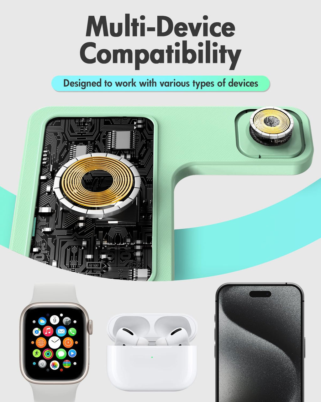 Wireless Charger iPhone Charging Station: 3 in 1 Charger Stand Multiple Devices for Apple - iPhone 17 16e 16 15 14 Pro Max 13 12 11 - Watch 11 10 9 8 7 6 5 4 3 2 SE and Ultra Series - Airpods 4 3 Pro - Image 61