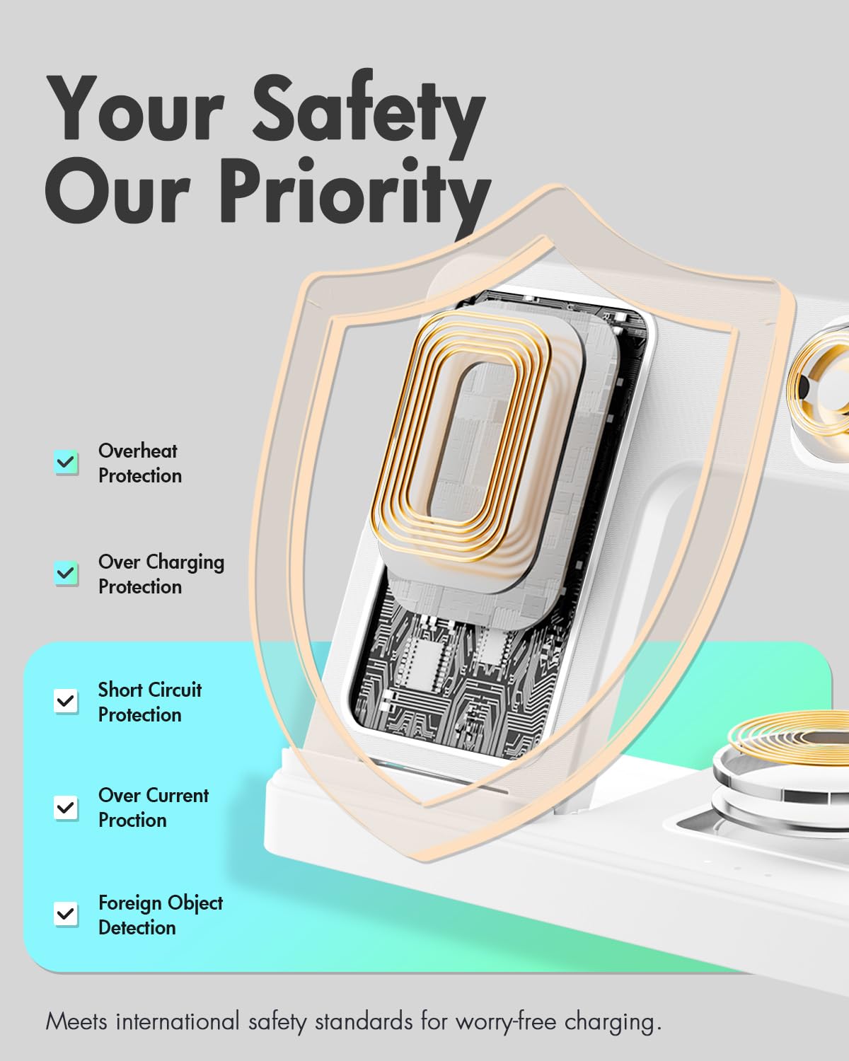 Wireless Charger iPhone Charging Station: 3 in 1 Charger Stand Multiple Devices for Apple - iPhone 17 16e 16 15 14 Pro Max 13 12 11 - Watch 11 10 9 8 7 6 5 4 3 2 SE and Ultra Series - Airpods 4 3 Pro - Image 20