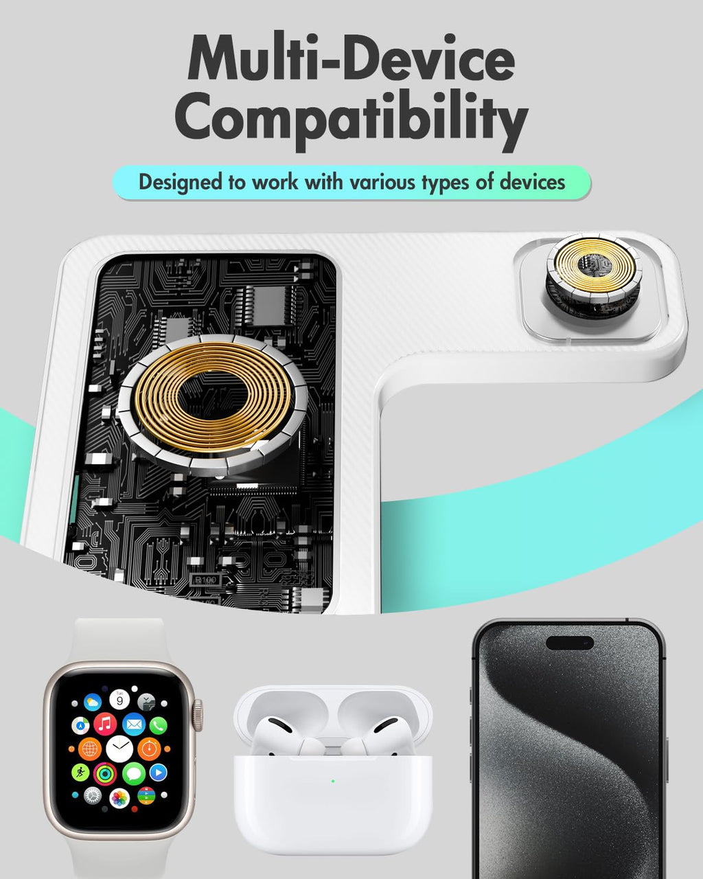 Wireless Charger iPhone Charging Station: 3 in 1 Charger Stand Multiple Devices for Apple - iPhone 17 16e 16 15 14 Pro Max 13 12 11 - Watch 11 10 9 8 7 6 5 4 3 2 SE and Ultra Series - Airpods 4 3 Pro - Image 21