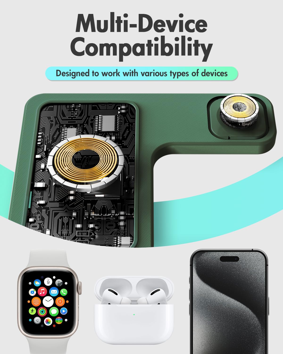Wireless Charger iPhone Charging Station: 3 in 1 Charger Stand Multiple Devices for Apple - iPhone 17 16e 16 15 14 Pro Max 13 12 11 - Watch 11 10 9 8 7 6 5 4 3 2 SE and Ultra Series - Airpods 4 3 Pro - Image 45