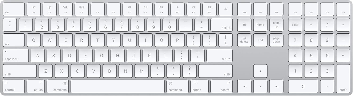 Apple Magic Keyboard with Numeric Keypad: Wireless, Bluetooth, Rechargeable. Works with Mac, iPad, or iPhone; US English - White - Image 1