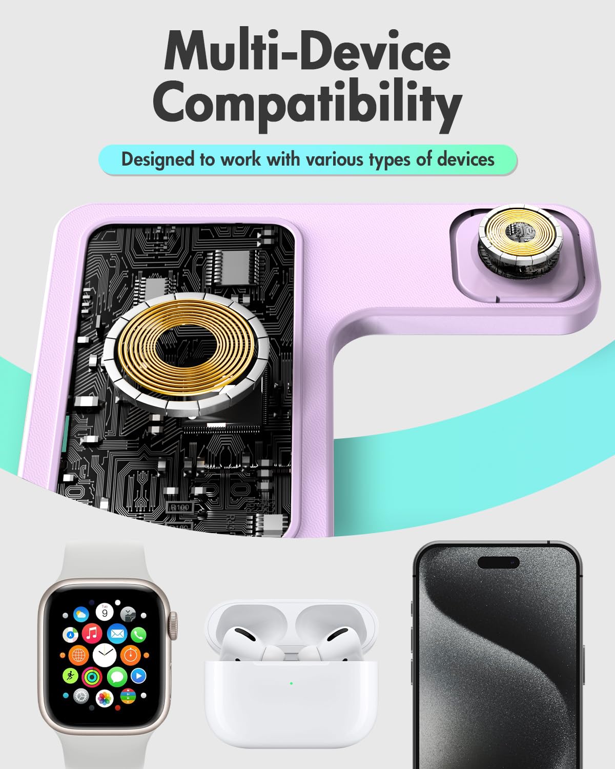 Wireless Charger iPhone Charging Station: 3 in 1 Charger Stand Multiple Devices for Apple - iPhone 17 16e 16 15 14 Pro Max 13 12 11 - Watch 11 10 9 8 7 6 5 4 3 2 SE and Ultra Series - Airpods 4 3 Pro - Image 13