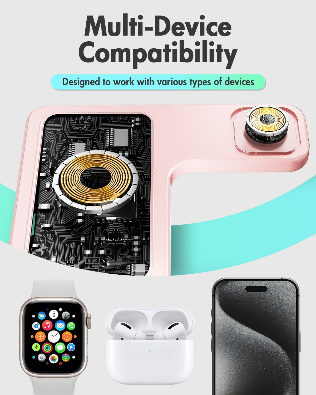 Wireless Charger iPhone Charging Station: 3 in 1 Charger Stand Multiple Devices for Apple - iPhone 17 16e 16 15 14 Pro Max 13 12 11 - Watch 11 10 9 8 7 6 5 4 3 2 SE and Ultra Series - Airpods 4 3 Pro - Image 37
