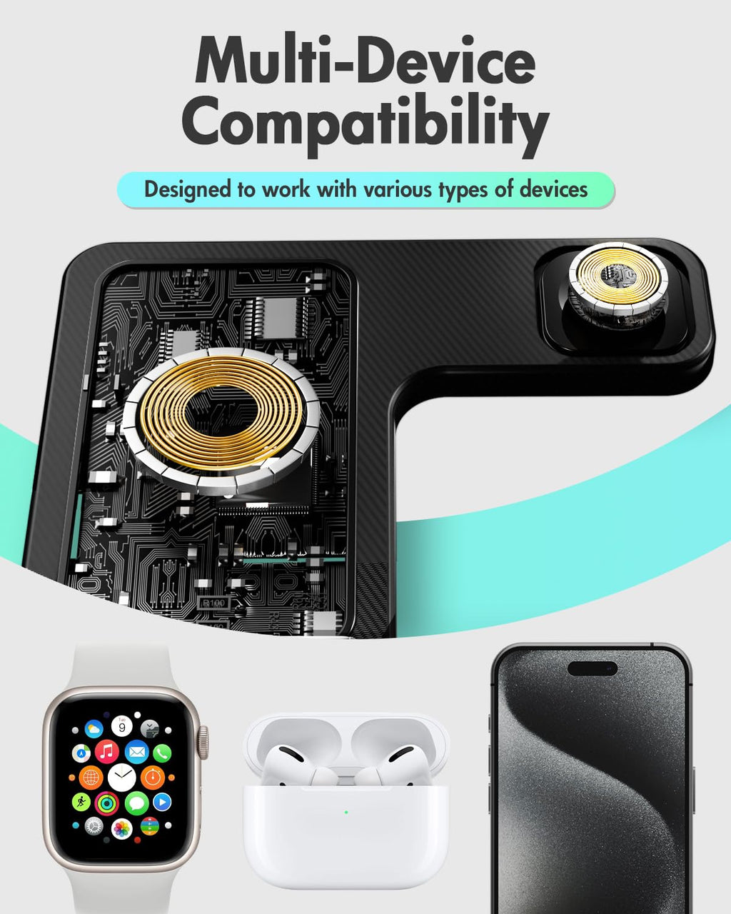 Wireless Charger iPhone Charging Station: 3 in 1 Charger Stand Multiple Devices for Apple - iPhone 17 16e 16 15 14 Pro Max 13 12 11 - Watch 11 10 9 8 7 6 5 4 3 2 SE and Ultra Series - Airpods 4 3 Pro - Image 29