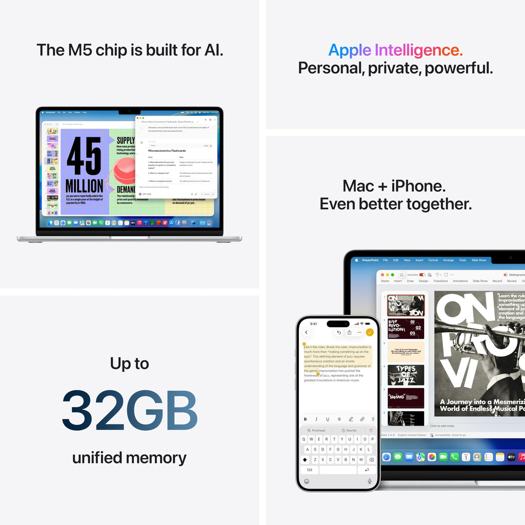 Apple 2026 MacBook Air 13-inch Laptop with M5 chip: Built for AI, 13.6-inch Liquid Retina Display, 16GB Unified Memory, 512GB SSD, 12MP Center Stage Camera, Touch ID, Wi-Fi 7; Starlight - Image 65